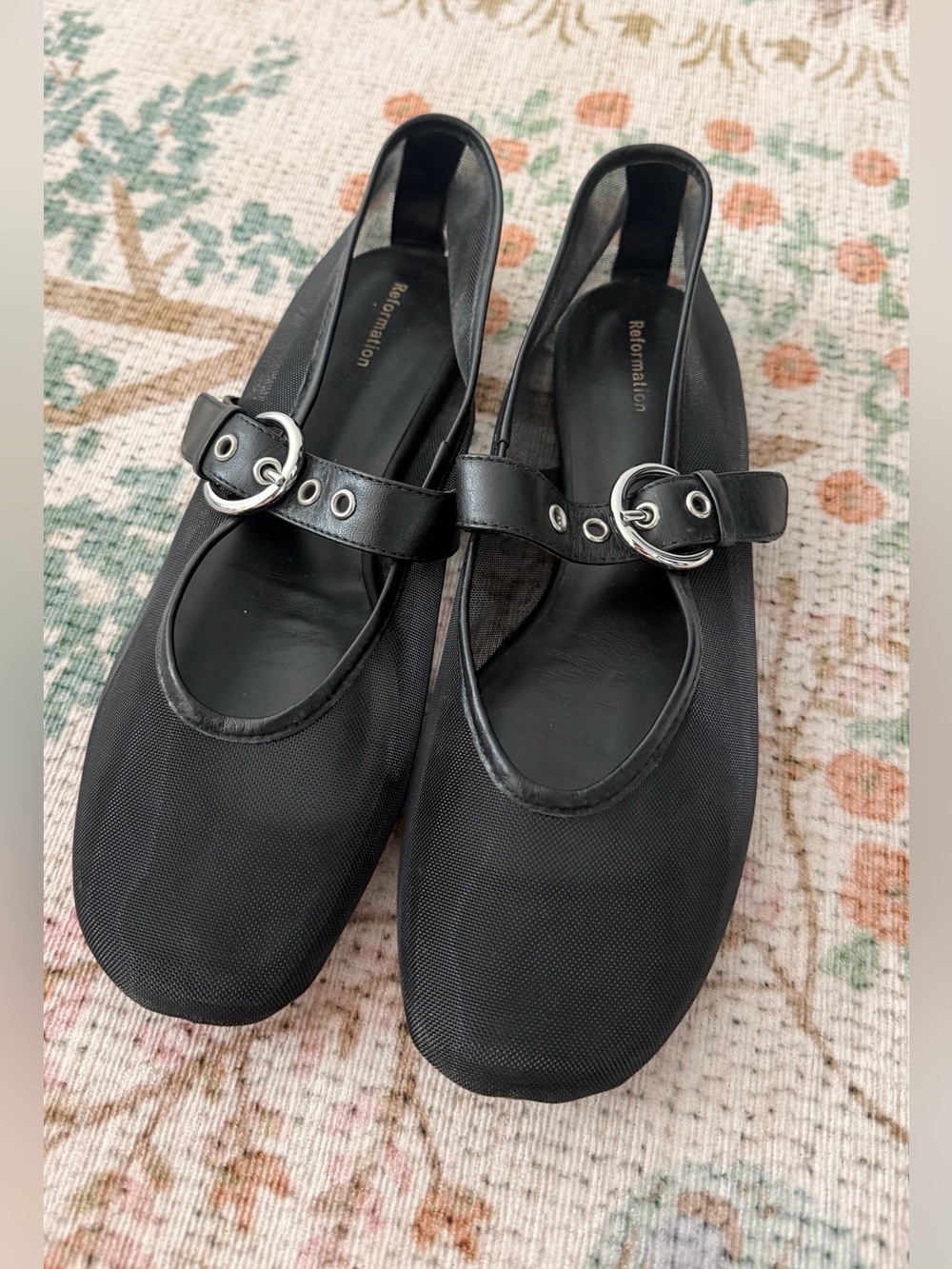 Reformation Bethany Ballet Flat Black Mesh Size 8.5 - Picture 5 of 12